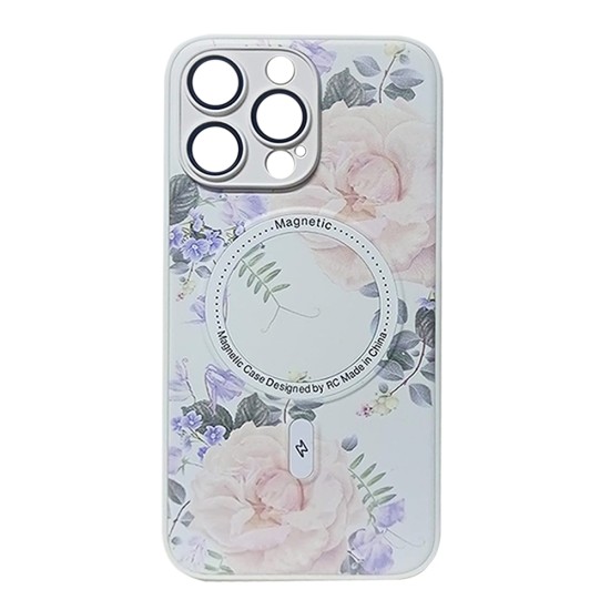 Flower Design Magnetic Case for Apple iPhone 14 Pro Max White Flower Design Magnetic Case for Apple iPhone 14 Pro Max White